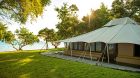 Ocean front tent with view across Moyo Island Bay towards the Flores Sea